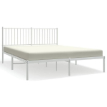 vidaXL metallist voodiraam peatsiga, valge, 160x200 cm