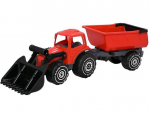 Suur traktor haagisega Plasto, 56.5 cm, punane
