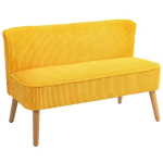 Kahekohaline diivan, elegantne Skandi disain, massiivne puitraam, kuni 150 kg, 117 x 56,5 x 77 cm, kollane, Geltona