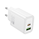 Laadija Hoco N63 USB-A/USB-C PD30W+QC3.0 valge