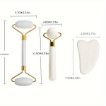 3tk Looduslik Kivi Gua Sha N&auml;orull Jade Kivi Massaažilaud Ilu L&otilde;&otilde;gastus Massaažilaud, White Thorn Roller 3 dalių rinkinys