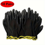 10 tk Hingavad Ohutust&ouml;&ouml;kindad, Nailon PU Kattega, Unisex, Juoda-S