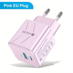2 Pordi PD 25W Mini USB C Kiirlaadija iPhone 15 Pro Max Xiaomi Telefoni J&otilde;ulaadimine EL Pistik Adapter Reisimiseks, Rožinis