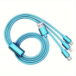 3-&uuml;hes Kiirlaadimise USB Kaabel iPhone Samsung Type-C jaoks, Mėlyna