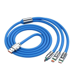 3-&uuml;hes kiirlaadimiskaabel: USB, Type-C ja Micro USB telefonidele - 120cm, Mėlyna