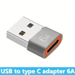 1/2tk 6A OTG USB3.0 T&uuml;&uuml;p-c Kiire &Uuml;lekande Adapter Konverter Naine Mees Laadija PD Andmekaabel Adapter USB-C Pesa Mobiiltelefoni Konverter, Pilka