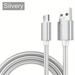 USB Type C Laadimiskaabel, Sobib Samsung/Xiaomi/Vivo/Oppo/Redmi., Sidabrinis
