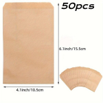 50tk/100tk Looduslik Kraft Paber Kotid, Toiduklassi Toidu S&auml;ilituskotid 3&times;5/4&times;6/5&times;7/6&times;8 Tolli Suupistekotid, 10,16&times;15,24 cm