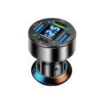 4-&uuml;hes Kiirlaadija Adapter Voltmeteriga ja Sinine LED, Universaalne PD+QC3.0 Pordid Autolaadija Sobib IPhone/Android.