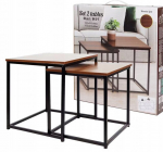 Loft Ruudukujuline Kohvilaud 37,5 X 37,5 X 40 Cm Hele Tammepuust 2-Osaline Komplekt
