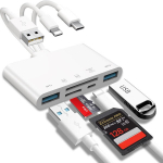 See 5-&uuml;hes kaardilugeja, USB OTG adapter ja SD-kaardilugeja sobib USB-C ja USB-A seadmetele, millel on Micro SD ja SD kaardi pesad, ning toetab SD/Micro SD/SDHC/SDXC/MMC kaarte., Must