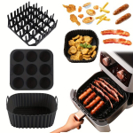 1 komplekt, Premium Ruudukujuline Silikoon Komplekt - Peekoni & Hot Dog Rest, 9-Osaline Koogivorm, Kuuma&otilde;hufrit&uuml;&uuml;ri Pann - BPA-Vaba, N&otilde;udepesumasinas Pestav - &Uuml;hilduv 7QT+ Kuuma&otilde;hufrit&uuml;&uuml;ridega, Juodas kostiumas