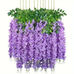 12 Pakki Kunstlikud Wisteria Lillede Vanikud, Aia Stiilis Pol&uuml;ester Rippuvad Lilled., Violetinė