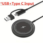 Magnetiline Juhtmevaba Laadijapadi USB+Type-C Alus IPhoneile, Juodas PD ir USB A