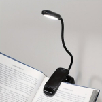 1tk Kaasaskantav Valge Valgus Lugemislamp Patareitoitega Klambri Kinnitusega., Black Shell White Light