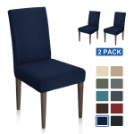 2/4/6tk Elastne Jakuaar Paksendatud Toolikate S&ouml;&ouml;gitoolikate, Blokas Jacquard Navy Blue