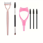 Ripsmete kamm separator ripsmetu&scaron;&scaron; ja kamm kaarjas kattega meigipintslid t&ouml;&ouml;riist., Pink Mix 6ps