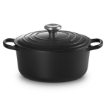 Le Creuset 24 cm Malmist &Uuml;mmargune Pott - Must|Kirsipunane|Oranž