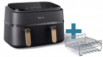 Oil-free fryer - PHILIPS - NA352/04 - 9L - Double basket - Touch screen + Accessories - Black