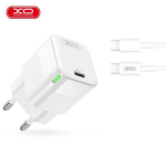 XO seinalaadija CE06 PD 30W 1x USB-C valge v&auml;rv + USB-C - USB-C kaabel