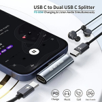 USB C Jagaja, Kahe USB C K&otilde;rvaklapi/Andme- ja Laadija Adapter.
