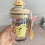 Sanrio Kuromi & Cinnamoroll Multikas Veepudel - &Scaron;ikk Plastist Joogitops T&uuml;drukutele, Geltonas plastikinis puodelis