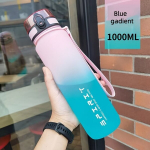 Spordi Veepudel, 650ml/1000ml Plastikust, Kaasaskantav Matkamiseks. , Rožinis ir žalias gradientas