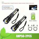 LED taaslaetav taskulamp, kolmv&auml;rviline k&uuml;lgvalgus, 7 valgustusrežiimi., 2 PACK (baterija 1500 mAh)