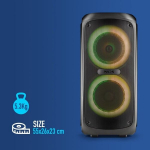 NGS WILD TEMPER: KANTIGE PARTY-KASSA 200 W, LED-LIGT, BLOTTOOTH EN TWS KOMPATIBEL, USB/AUX INVOER, 5 UUR BATTERIJ.