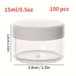 plasttopsid, 100 tk, 15ml/0,5oz-baltas dangtelis