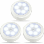 Lauavalgustid, patareitoitega jahevalge LED liikumisanduriga sisekapp kapi jaoks, 3-pakk