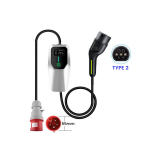3 faziųų 16A 11 KW Type2 CEE IP65 LCD ekranas Chargeninja elektrinja automobilio įkrovimo kabelis oranžinis Automobilinis įkroviklis &scaron;eima 4 metrai