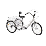 Kokkupandav kolmerattaline korvi ja LED-tulega, valge, kolmerattaline jalgratas t&auml;iskasvanutele ja eakatele, 24 tolli, 7 k&auml;iku