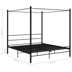 kaheinimese voodi，t&auml;iskasvanu voodi，baldahhiiniga voodiraam, must, metall, 180 x 200 cm CFE390706
