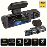 Zkcamspy Kahekordne Armatuurkaamera, 1080P Ees Ja 720P Sees, 8,03 Cm Hd &Ouml;ine N&auml;gemine, Silmussalvestus, G-Sensor, Lainurk, 27,5 Kaadrit Sekundis, 5 V Autopistik, Laetav Liitiumpol&uuml;meer, Liimkinnitus, Arvutiga &Uuml;hilduv, Universaalne Sd-Kaart Kaasas.