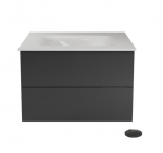 Seinale kinnitatav vannitoakapp kraanikausiga Besco Akya Classic, 76 cm, hall/valge