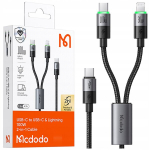 MCDODO USB-C kaabel 2in1 kiirlaadija iPhone 14 MacBookile LED 100W 2M