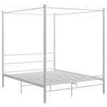 vidaXL baldahhiiniga voodiraam, valge, metall, 160x200 cm