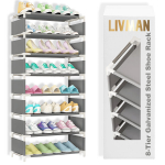 8-korruseline tsingitud terasest ja riidest jalatsihoidla LIVMAN SK-8