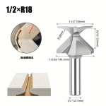 JGZUI Integreeritud Kaare Painutamise Nuga Vormit&ouml;&ouml;riist - 1/4 Kuuskant, R18/R30/R50 Raadius Puidut&ouml;&ouml;tlemise Freesiotsad, Vastupidav Karbiid/Volframist Teras., 1/2XR18 Besiūliai