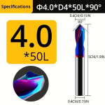 1tk 65 Kraadi Nanomeetri Sinine Volfram Teras Punkt Puuri Faasimise Nuga Auk Positsioneerimine Puurimine Keskne Puurimine CNC Teras 90 Kraadi., 1vnt 4-D4-50