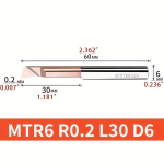 MTR2 MTR3 MTR4 MTR5 MTR6 MTR8 Volframkarbiid Igav Puuri L&otilde;ikurid Treimist&ouml;&ouml;riistad, MTR 6 R0.2 L30-1PC