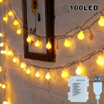 Led-pallikeste valgusketid,  &Scaron;iltai balta (USB ir baterija)