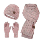 Naised/mehed Beanie m&uuml;tsid sooja villam&uuml;tsi salli kindad, villaga joonitud talvine m&uuml;ts pikk kootud sall