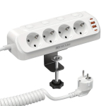Lauaarvuti S&otilde;ltumatu L&uuml;litipesa USB C-ga, 4 AC-pesa Kinnitusseadmega, Multi-Pesa PD20W-ga, 2 USB ja 2 TYPE-C, 2M Vedrukabel, Valge.