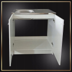 Valge k&ouml;&ouml;gikapp p&uuml;stine kraanikauss valamu k&otilde;rge kroomitud segistuskraan 80cm