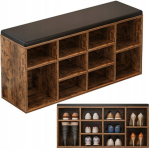 Retroh&otilde;ngulise pruuniga katusealuse kingakapp koos istmega koridori hoiustamiseks