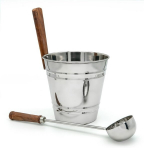 Saunakibu ja kulp Saulfex 5L, 44 cm puidust k&auml;epidemega kulp, roostevaba teras