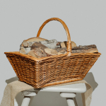 Creative Home siseruumide puukorv sangadega, punutud korv | Suur ristk&uuml;likukujuline punutud korv 50x40x37 cm, kerge | K&auml;sitsi punutud | Naturaalne pruun paju | Mitmeotstarbeline