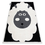 Laste vaip JOY Sheep lambad, lastele - Struktuuriline, kahel tasemel fliis koor / must